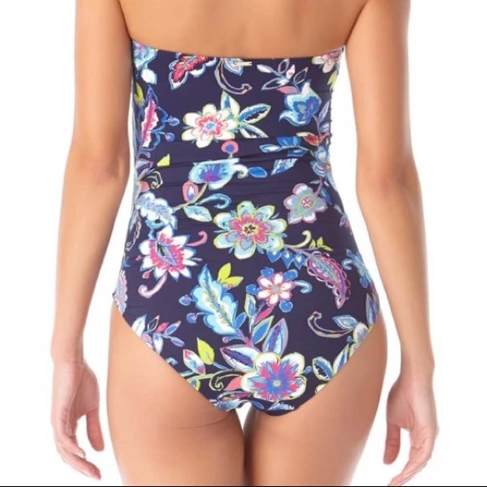 ANNE Cole Twist Front Shirred One Piece Swimsuit - Picture 3 of 7